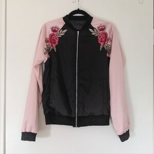 Silky Embroidered Bomber Jacket